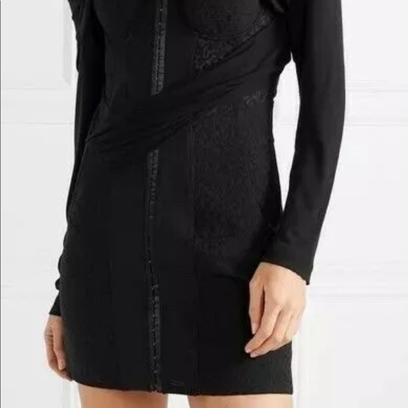 ALEXANDER WANG LACE & MODAL DRAPED JERSEY BUSTIER MINI-DRESS, SZ 0 BLACK - Picture 9 of 15